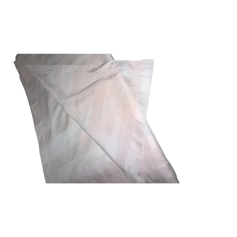 Pair of Vintage Pink Sheer Curtains Drapes 2 Panels Embroidered Stripe 72l x 84w